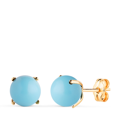 18K PENDIENTES ORO AMARILLO TURQUESA CON 4 GARRAS. MEDIDA: 7 MM. CIERRE PRESION 0