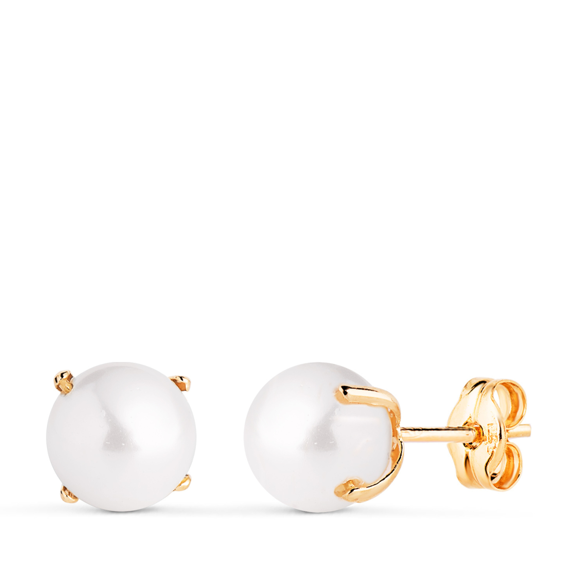 18K PENDIENTES ORO AMARILLO PERLAS CON 4 GARRAS. MEDIDA: 7 MM. CIERRE PRESION 0