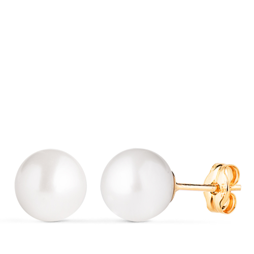 18K PENDIENTES ORO AMARILLO PERLA CULTIVADA 8 - 8
