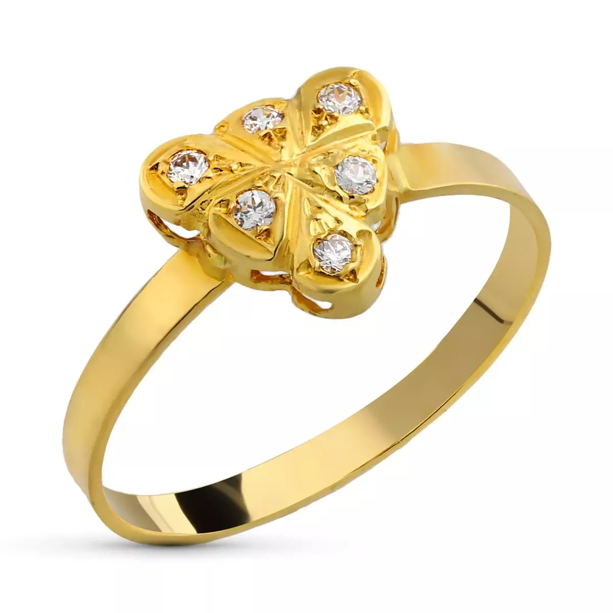 18K SORTIJA ORO AMARILLO MOTIVO CON CIRCONITAS. MEDIDA: 9