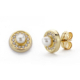 18K PENDIENTES ORO AMARILLO PERLA 3 MM CIRCONITA PRESION 0