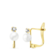 18K PENDIENTES CIRCONITA ORO BICOLOR 2.5 MM PERLA 4.5 MM CIERRE CATALAN 0