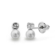 18K PENDIENTES ORO BLANCO PERLA 3 MM DIAMANTES NATURALES SI-H TALLA BRILLANTE 0