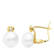 18K PENDIENTES ORO AMARILLO PERLA Y CHATON. 10X7 MM CIERRE CATALAN 0
