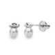 18K PENDIENTES ORO BLANCO PERLA 3 MM DIAMANTES NATURALES SI-H TALLA BRILLANTE 0