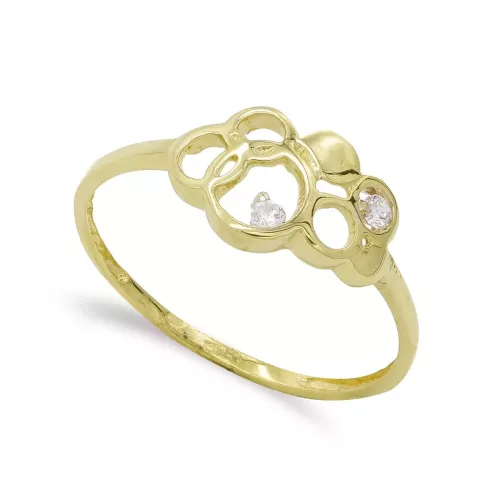 18K SORTIJA ORO AMARILLO MOTIVO CIRCULOS CON CIRCONITAS. ANCHO: 8