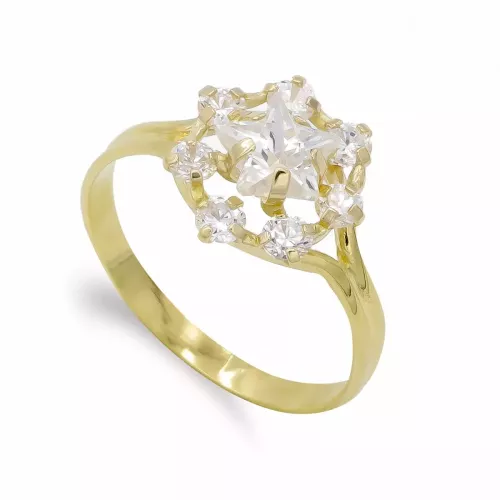 18K SORTIJA ORO AMARILLO CUAJO CIRCONITAS ESTRELLA. ANCHO: 11 MM 1