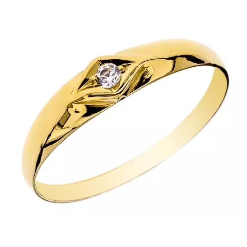 9K SOLITARIO ORO AMARILLO MEÑIQUE O BEBE CON CIRCONITA. ANCHO: 3
