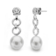 18K PENDIENTES ORO BLANCO PERLA CIRCONITA 29X9 MM CIERRE PRESION 1