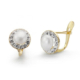 18K PENDIENTES ORO BICOLOR COMUNION PERLA Y CIRCONITA 8 MM CIERRE CATALAN 1