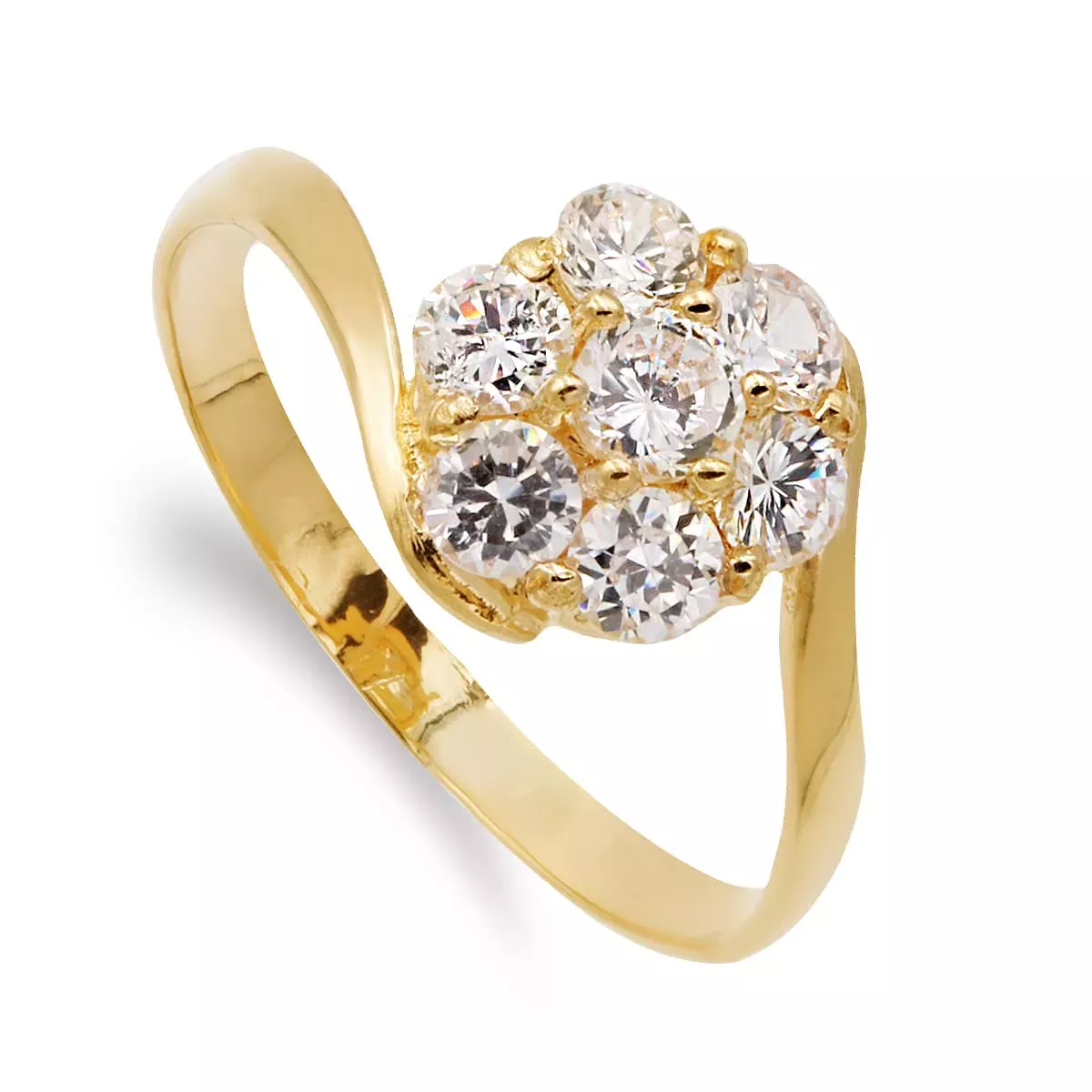 18K SORTIJA ORO AMARILLO CRUZADA CON CUAJO DE CIRCONITAS. ANCHO: 9 MM 2