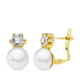 18K PENDIENTES PERLA ORO AMARILLO 7 MM Y GARRA CIRCONITA 4 MM CIERRE CATALAN 1