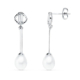 18K PENDIENTES ORO BLANCO PERLA 29X6 MM CIERRE PRESION 1
