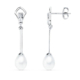 18K PENDIENTES ORO BLANCO PERLA 31X6 MM CIERRE PRESION 1