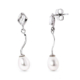 18K PENDIENTES ORO BLANCO Y PERLA Y CIRCONITA CIERRE PRESION 1