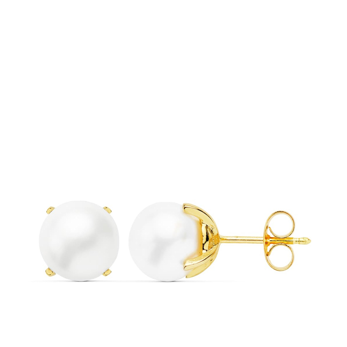 18K PENDIENTES ORO AMARILLO PERLA CULTIVADAS 8-8.5 MM CIERRE PRESION 1