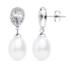 18K PENDIENTES ORO BLANCO PERLA 27X9 MM CIERRE PRESION 1