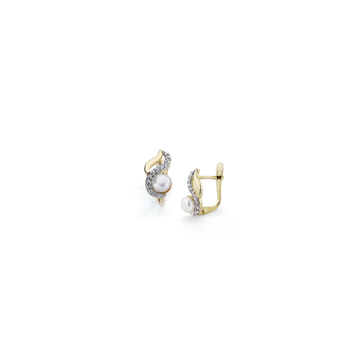 18K PENDIENTES BICOLOR PERLA 12X6 MM CIERRE CATALAN 1