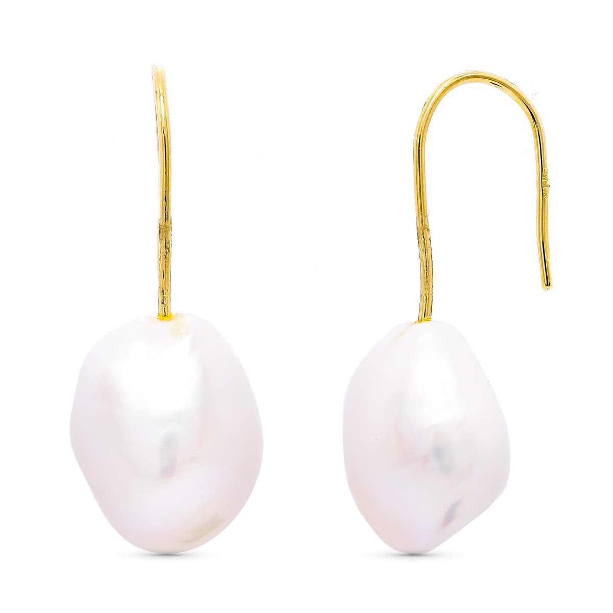 18K PENDIENTES ORO AMARILLO PERLA CULTIVADA PERA 33X10 MM CIERRE GANCHO 1
