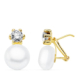 18K PENDIENTES ORO AMARILLO PERLA 17X10 MM CIERRE OMEGA 1