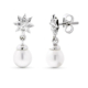 18K PENDIENTES ORO BLANCO LARGO ESTRELLA PERLA 18X7 MM CIERRE PRESION 1