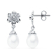 18K PENDIENTES ORO BLANCO PERLA 23X8 MM CIERRE PRESION 2
