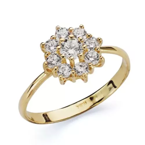 18K SORTIJA ORO AMARILLO CUAJO PIÑA CON CIRCONITAS. ANCHO: 10 MM 2