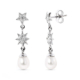 18K PENDIENTES ORO BLANCO ESTRELAS DE CIRCONITA Y PERLA CIERRE PRESION 2