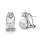 18K PENDIENTES ORO BLANCO PERLA CULTIVADA 7-4.5 MM CIERRE OMEGA 2