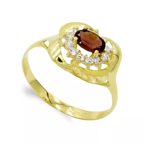 18K SORTIJA ORO AMARILLO GRANATE 6 X 4