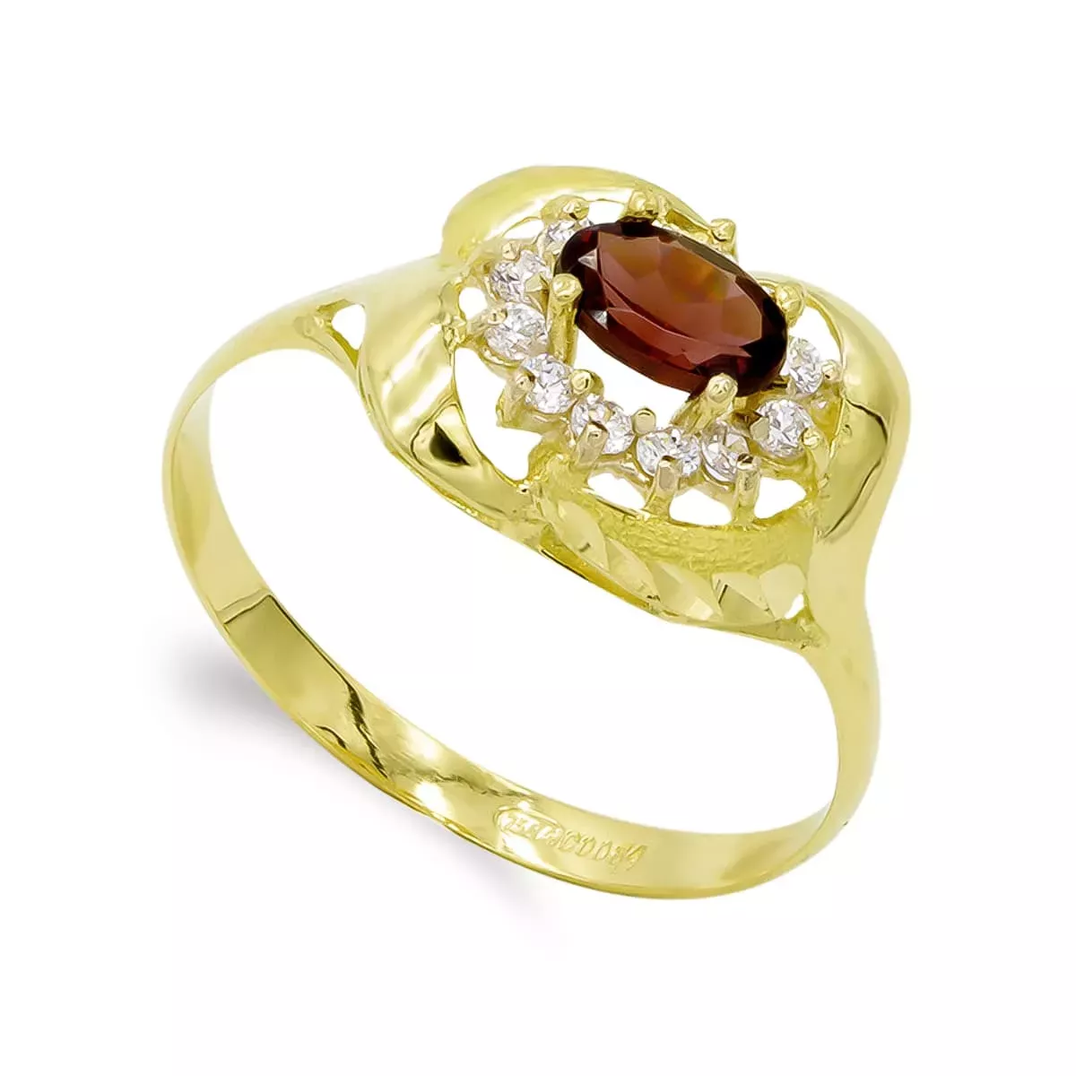 18K SORTIJA ORO AMARILLO GRANATE 6 X 4