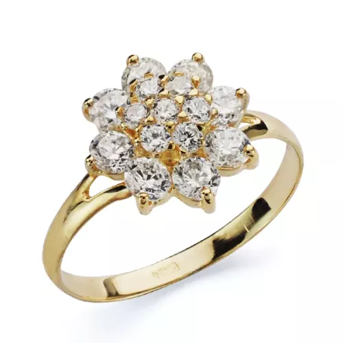 18K SORTIJA ORO AMARILLO CUAJO PIÑA CON CIRCONITAS. ANCHO: 12 MM 2