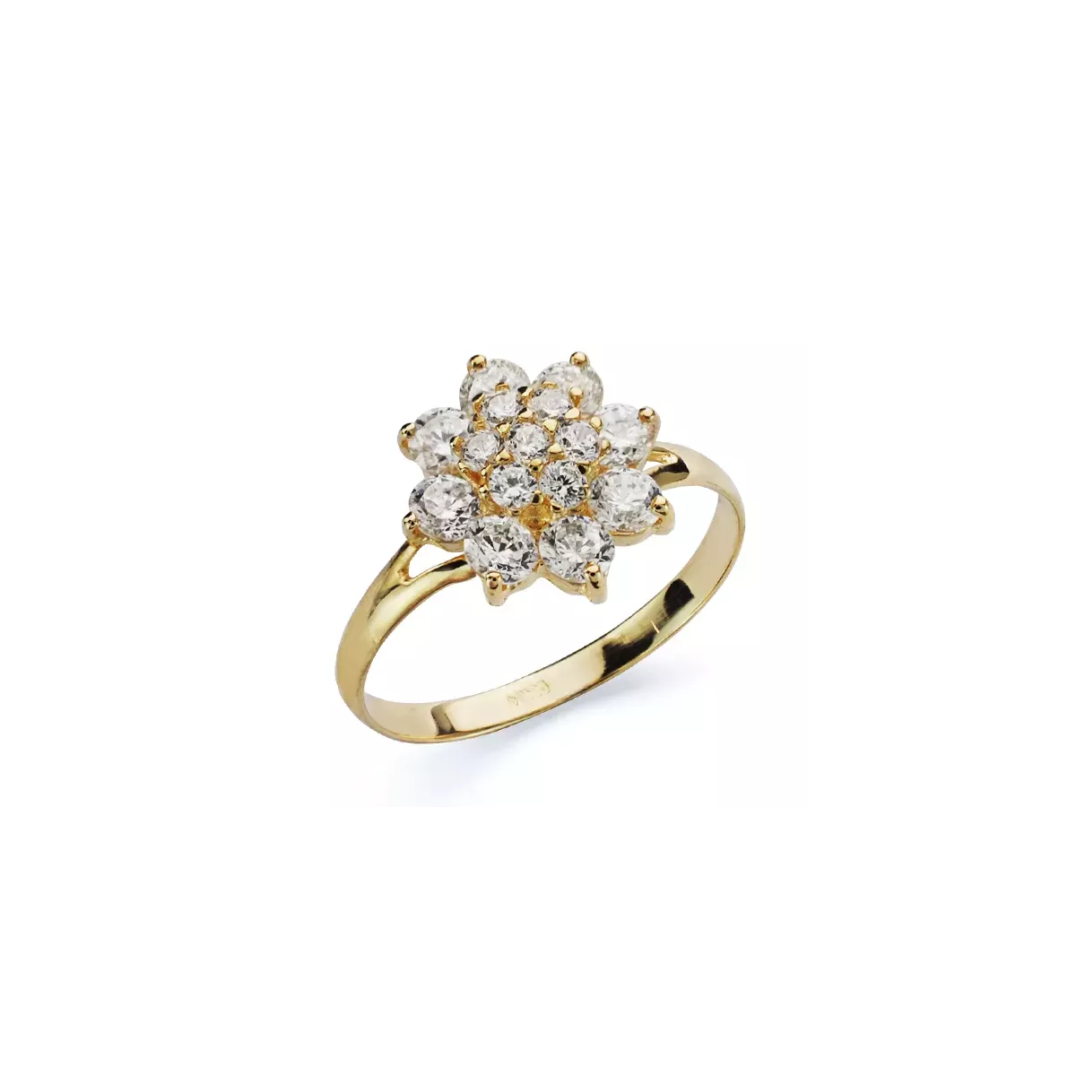 18K SORTIJA ORO AMARILLO CUAJO PIÑA CON CIRCONITAS. ANCHO: 12 MM 2