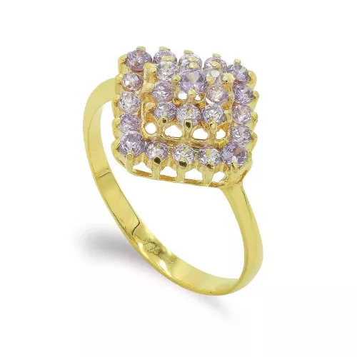 18K SORTIJA ORO AMARILLO ROMBO CON CIRCONITAS 2