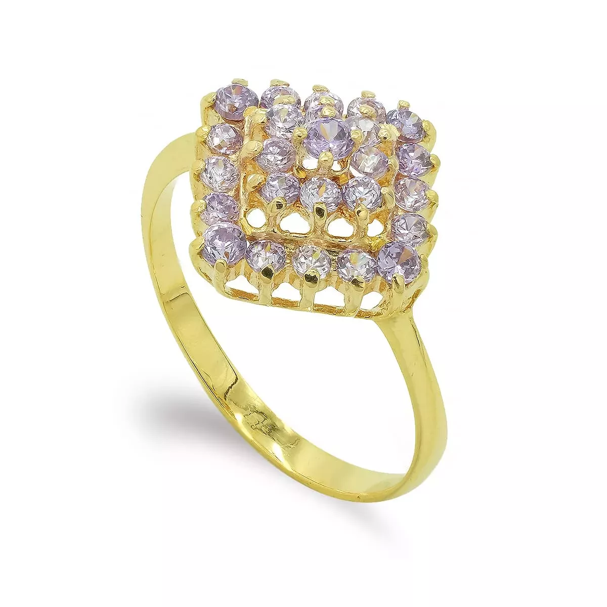 18K SORTIJA ORO AMARILLO ROMBO CON CIRCONITAS 2