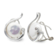 18K PENDIENTES ORO BLANCO PERLA BOTON 10 MM CIERRE OMEGA 3
