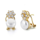 18K PENDIENTES ORO AMARILLO PERLA Y CIRCONITA 15X8 MM CIERRE OMEGA 3