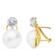 18K PENDIENTES ORO AMARILLO PERLA JAPONESAS 13 MM CIERRE OMEGA 5