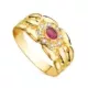 18K SORTIJA ORO AMARILLO PANTER CON CIRCONITAS Y RUBI NATURAL 4X3 MM. ANCHO: 9MM 2