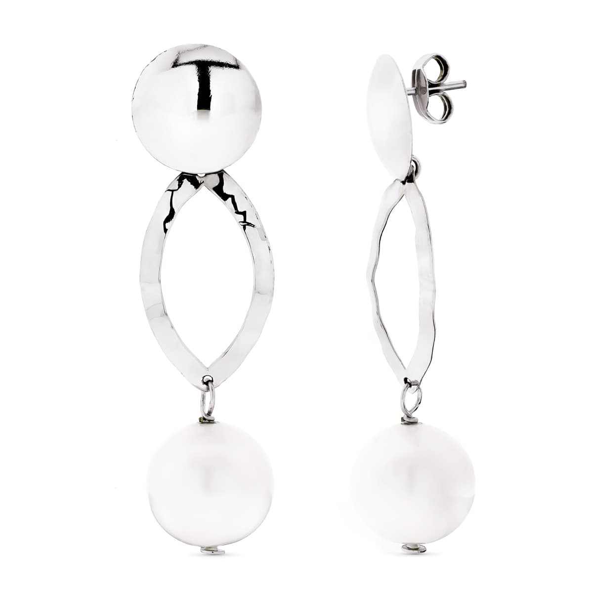 18K PENDIENTES ORO BLANCO PERLA CULTIVADAS CIERRE PRESION 5