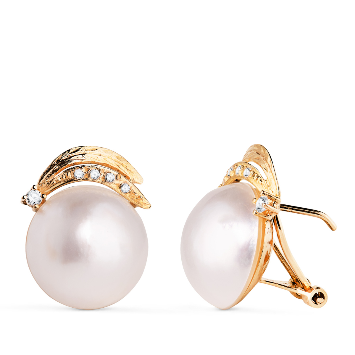 18K PENDIENTES ORO AMARILLO PERLA JAPONESA 14