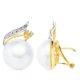 18K PENDIENTES ORO AMARILLO PERLA JAPONESAS 16 MM RAMA CIERRE OMEGA 5