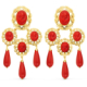 18K PENDIENTES ORO AMARILLO MANTILLA CAMAFEO Y CORAL 70X38 MM CATALAN 9