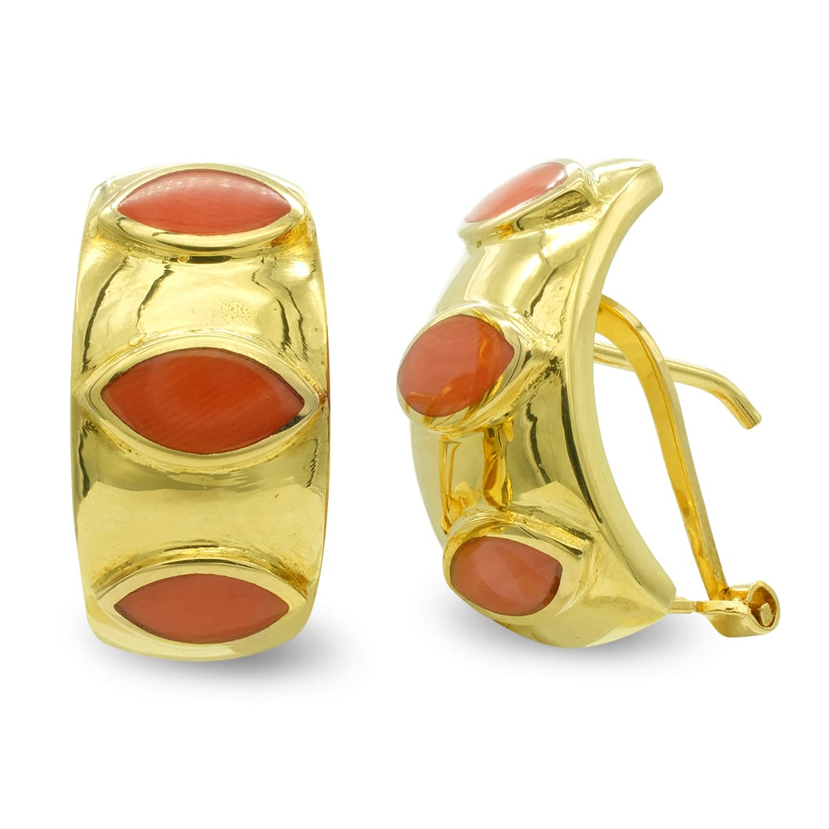 18K PENDIENTES ORO AMARILLO CORAL FINO CIERRE OMEGA 10