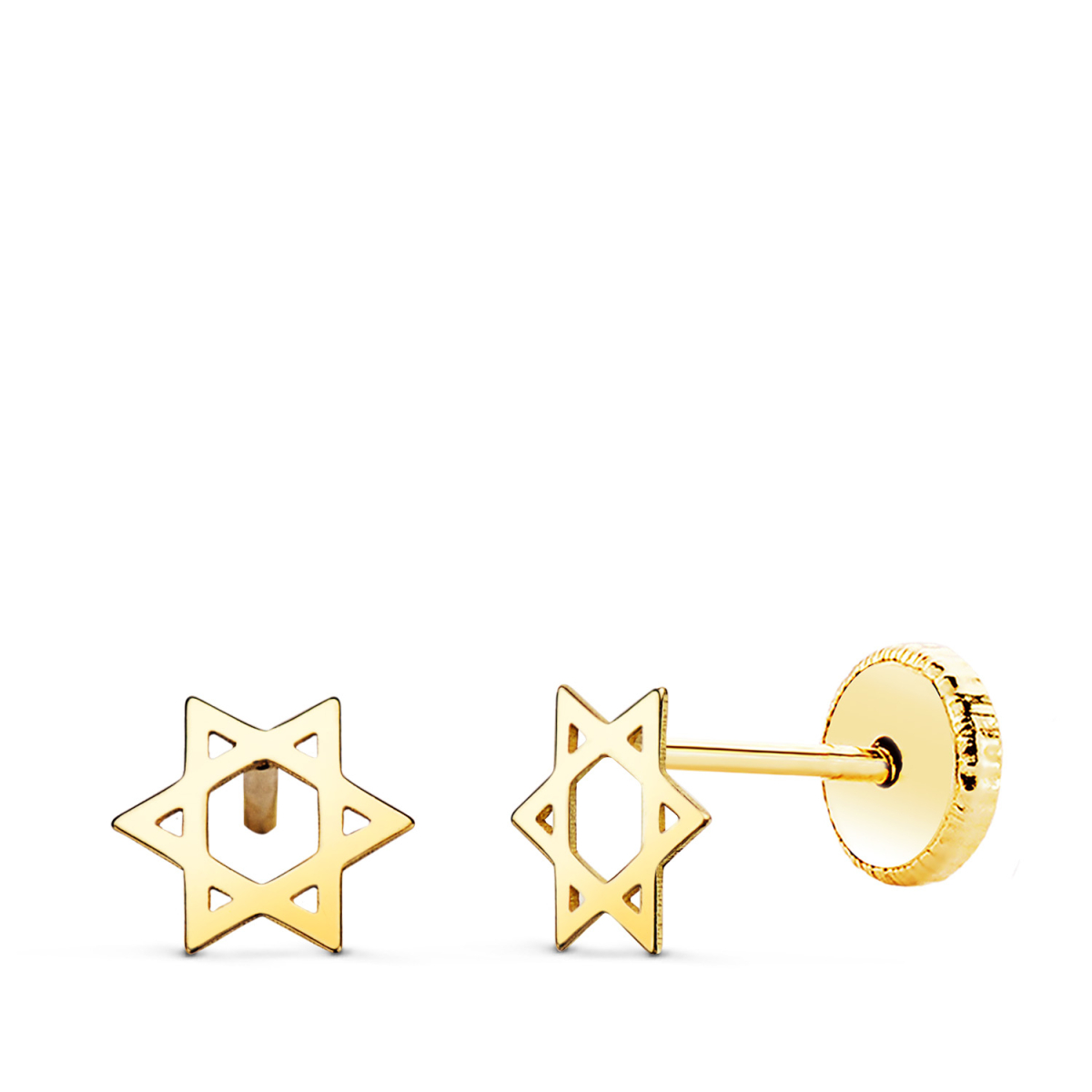 18K PENDIENTES ORO AMARILLO ESTRELLA DAVID LISA. 6 X 5