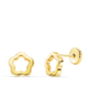 18K PENDIENTES ORO AMARILLO FLOR BRILLO CALADA 7 X 7 MM. CIERRE TUERCA 0