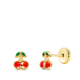 18K PENDIENTES ORO AMARILLO CEREZAS ESMALTE 5X4 MM. CIERRE TUERCA 0