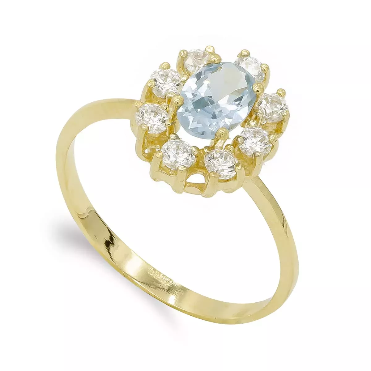 18K SORTIJA ORO AMARILLO CUAJO AGUAMARINA Y CIRCONITAS. ANCHO: 12MM 3