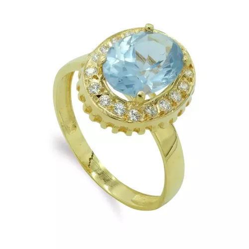 18K SORTIJA ORO AMARILLO PIEDRA OVAL Y CIRCONITAS. MEDIDA: 13 X 11MM 3