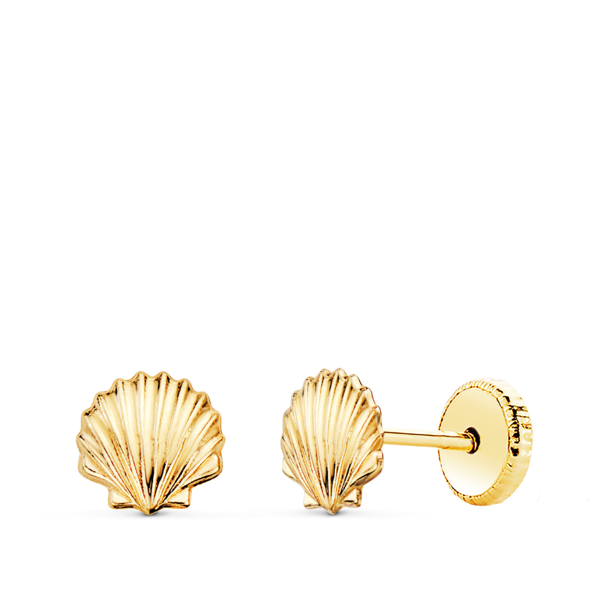 18K PENDIENTES ORO AMARILLO CONCHA BRILLO 6 X 5